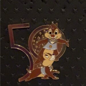 Disney Chip and Dale 50th Anniversary Pin - Brown and Gold